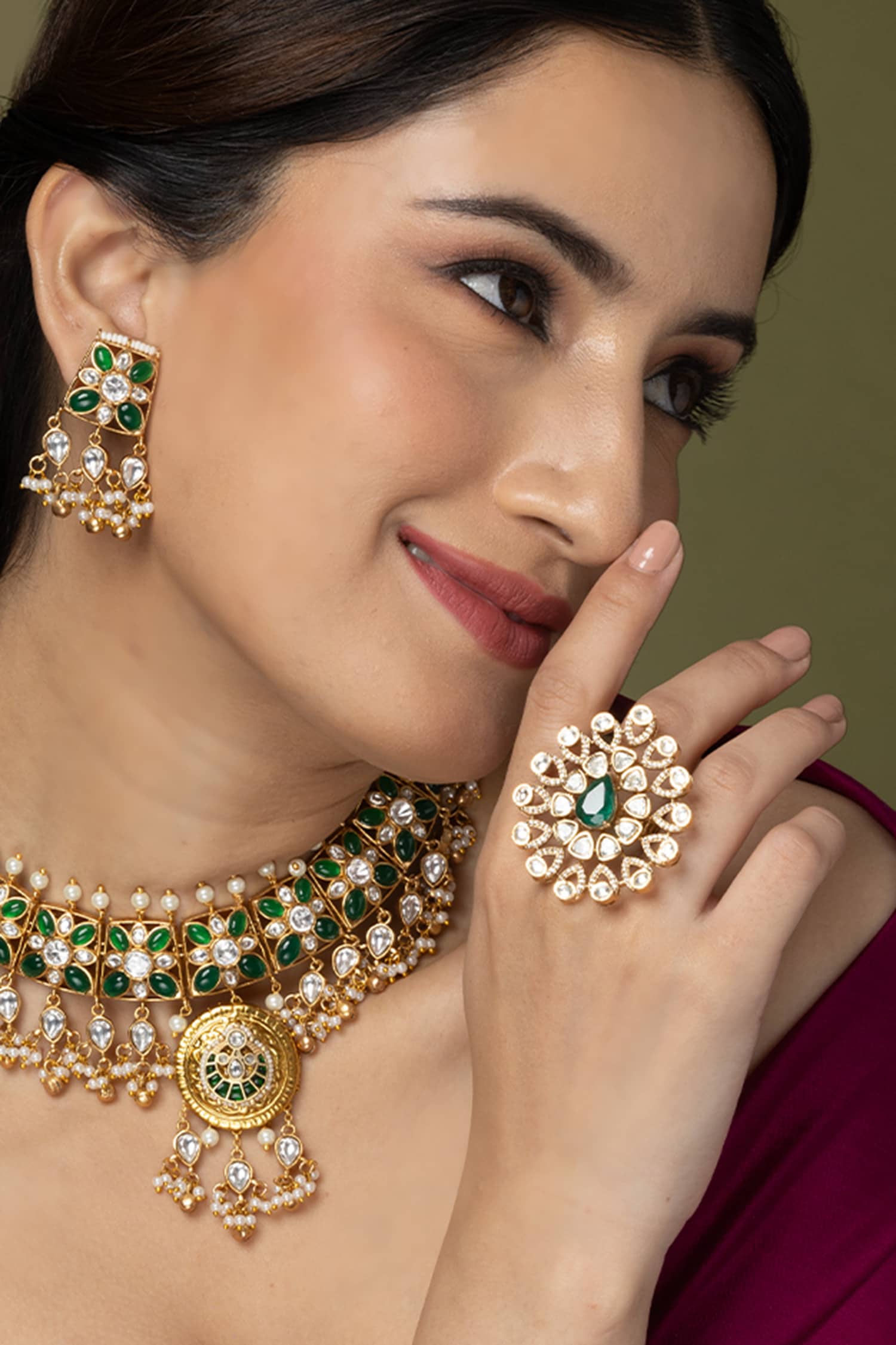 Polki Embellished Statement Ring 