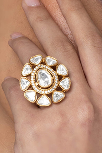 White Flower Cluster Ring 