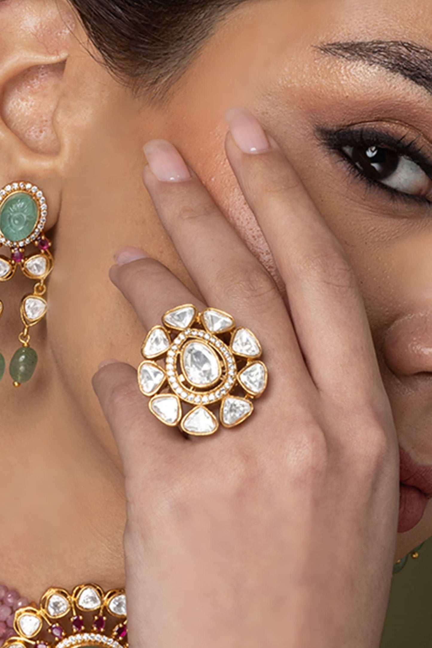 White Flower Cluster Ring 