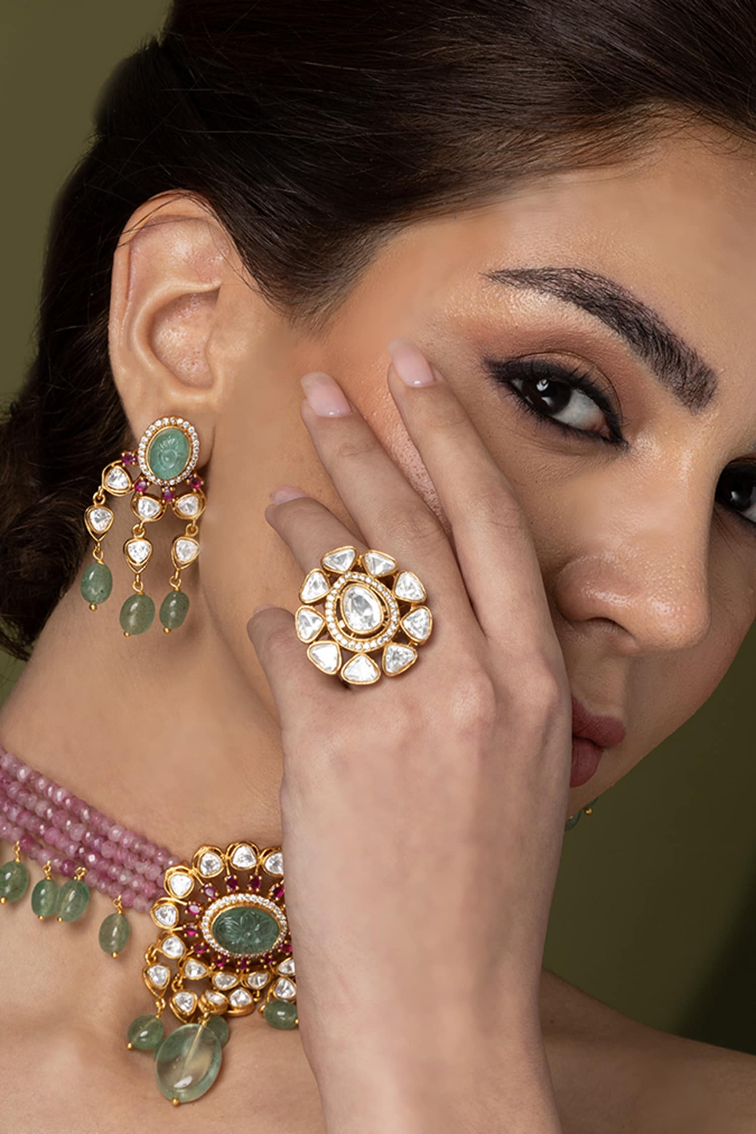 White Flower Cluster Ring 