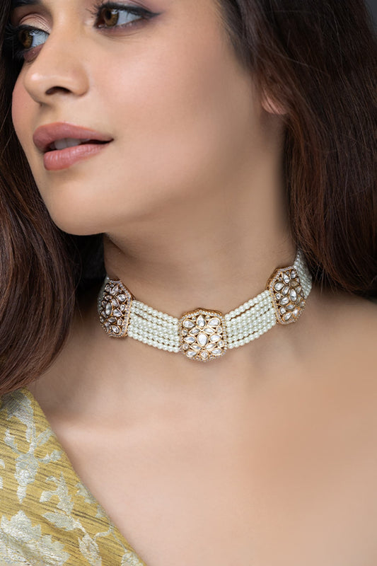Bead Embellished Layered Choker 
