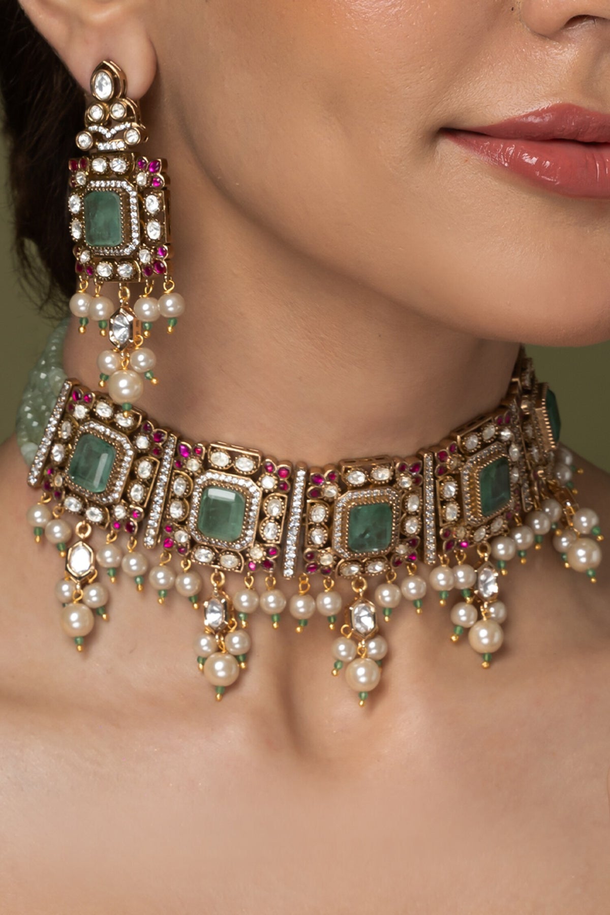 Emerald Ruby Necklace Set 