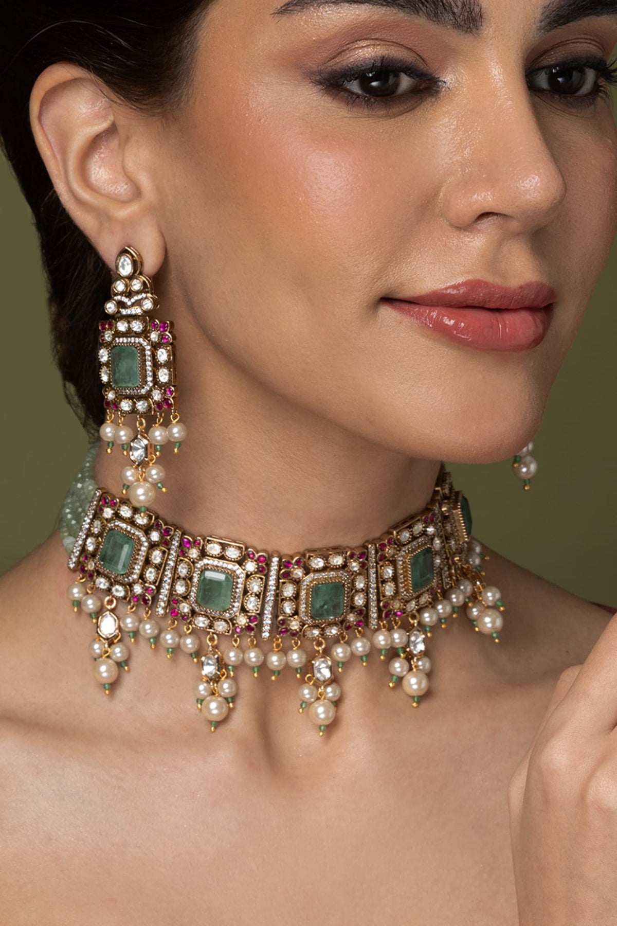 Emerald Ruby Necklace Set 