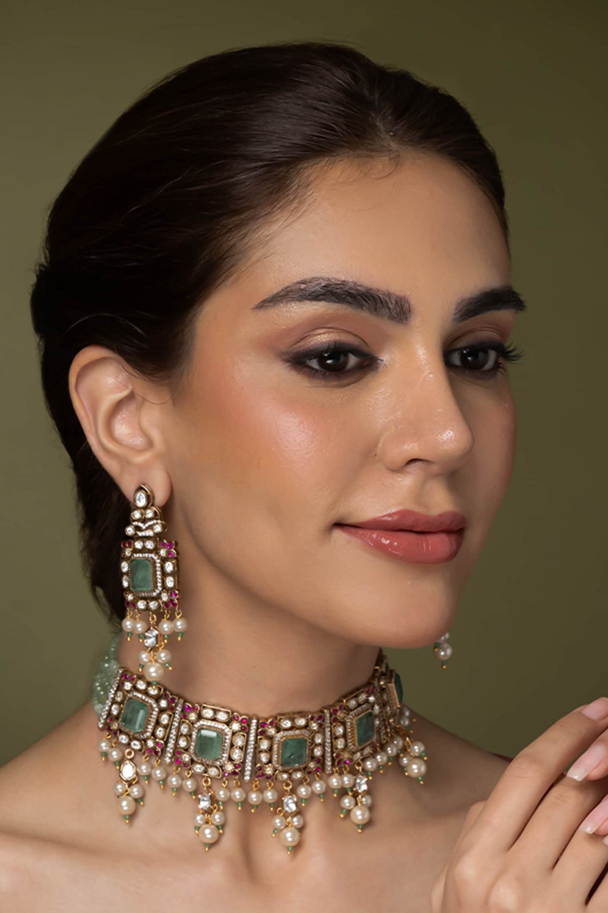 Emerald Ruby Necklace Set 