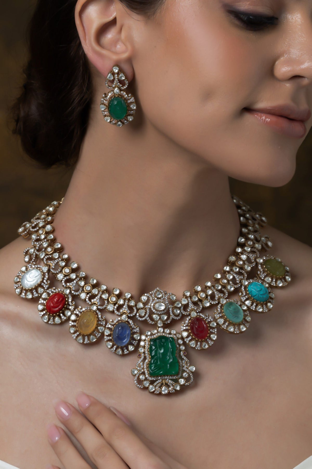 Stone Embellished Necklace Set 