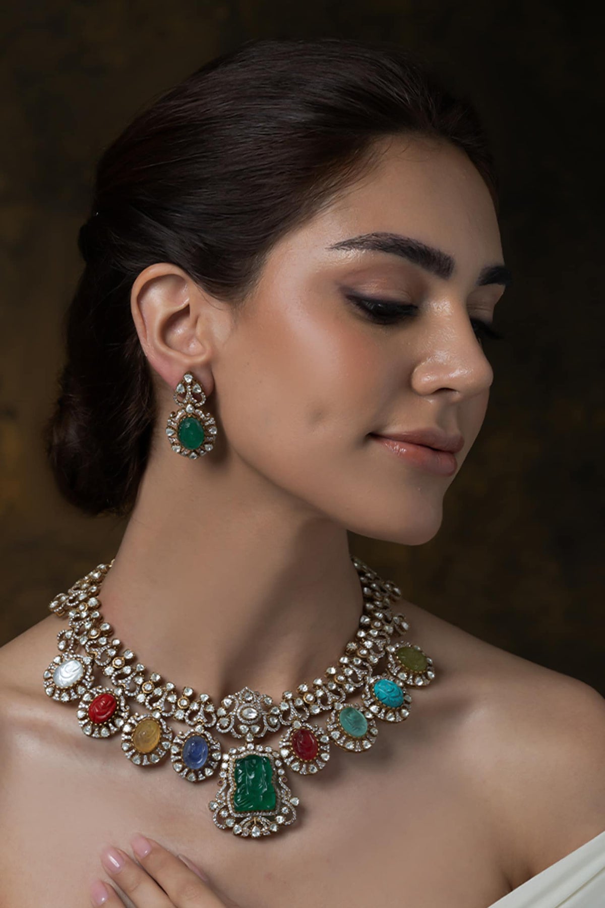 Stone Embellished Necklace Set 