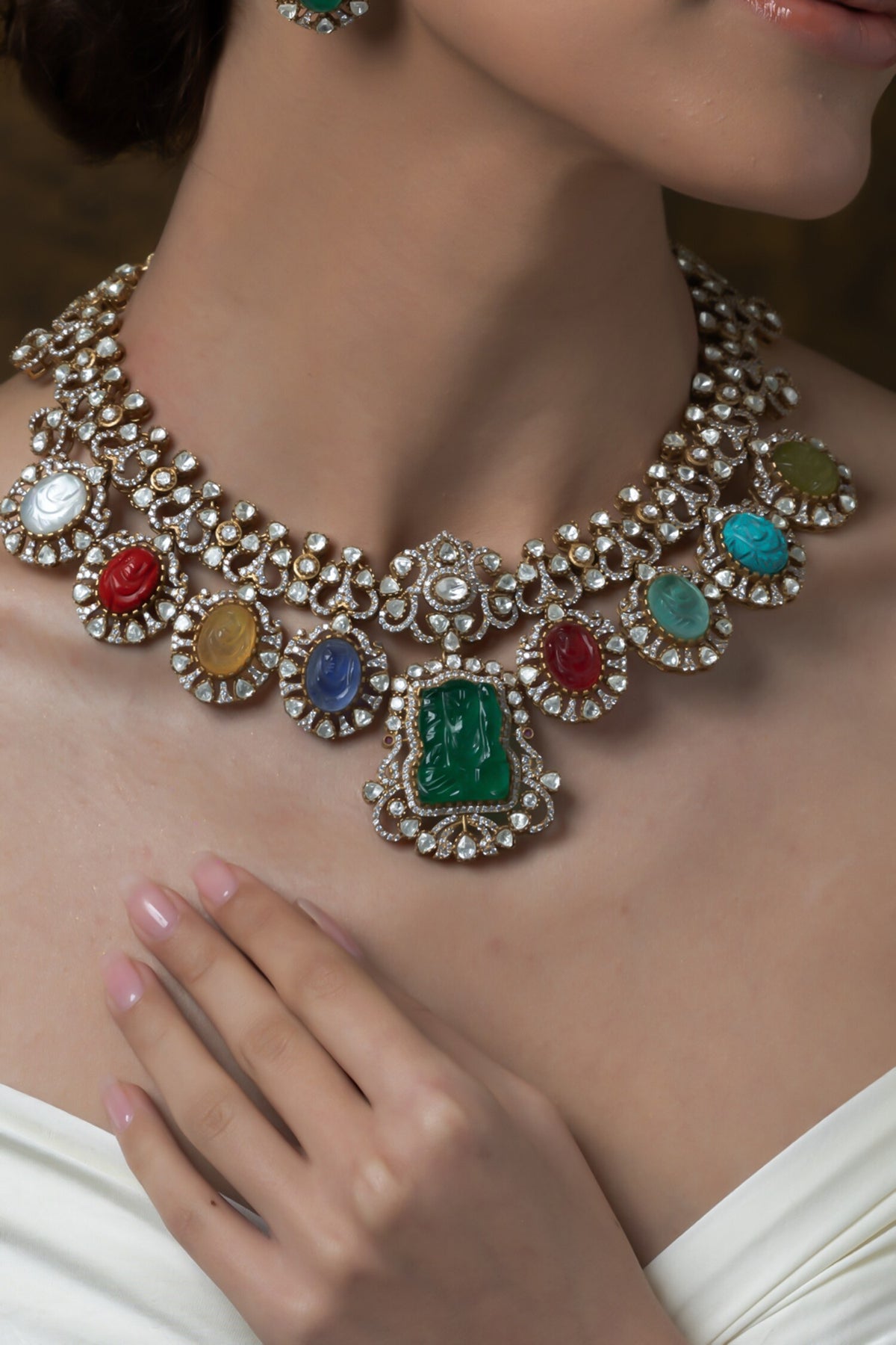 Stone Embellished Necklace Set 