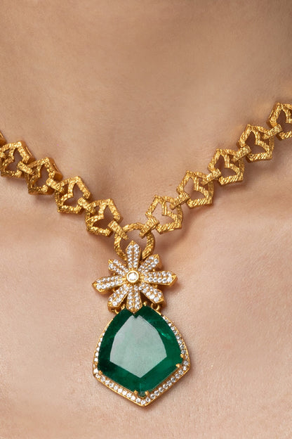 Verdant Petal Long Necklace Set 