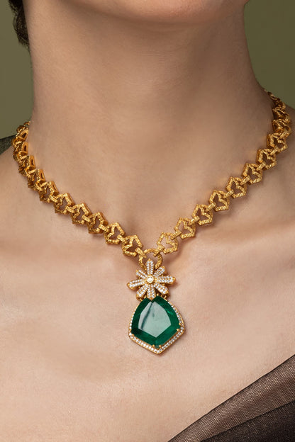 Verdant Petal Long Necklace Set 