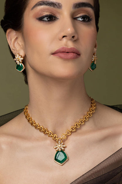 Verdant Petal Long Necklace Set 