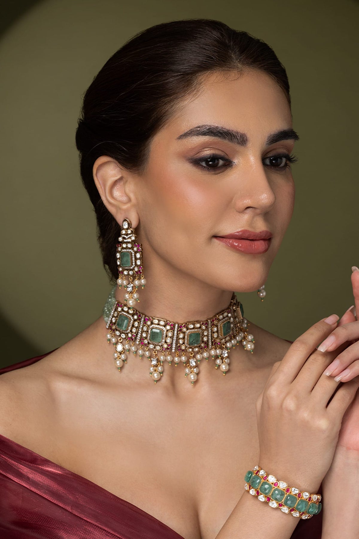 Rani Mahal Pearl Embellished Choker Set 