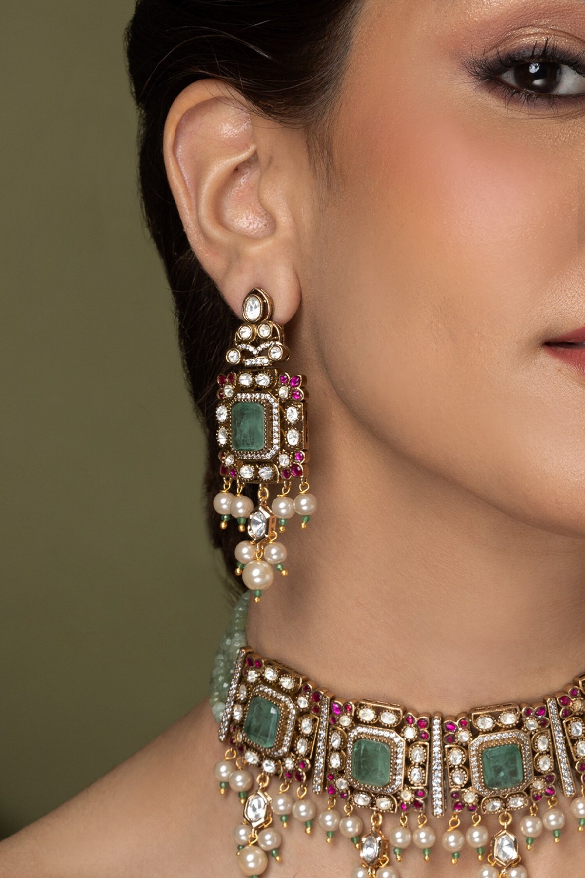 Rani Mahal Pearl Embellished Choker Set 