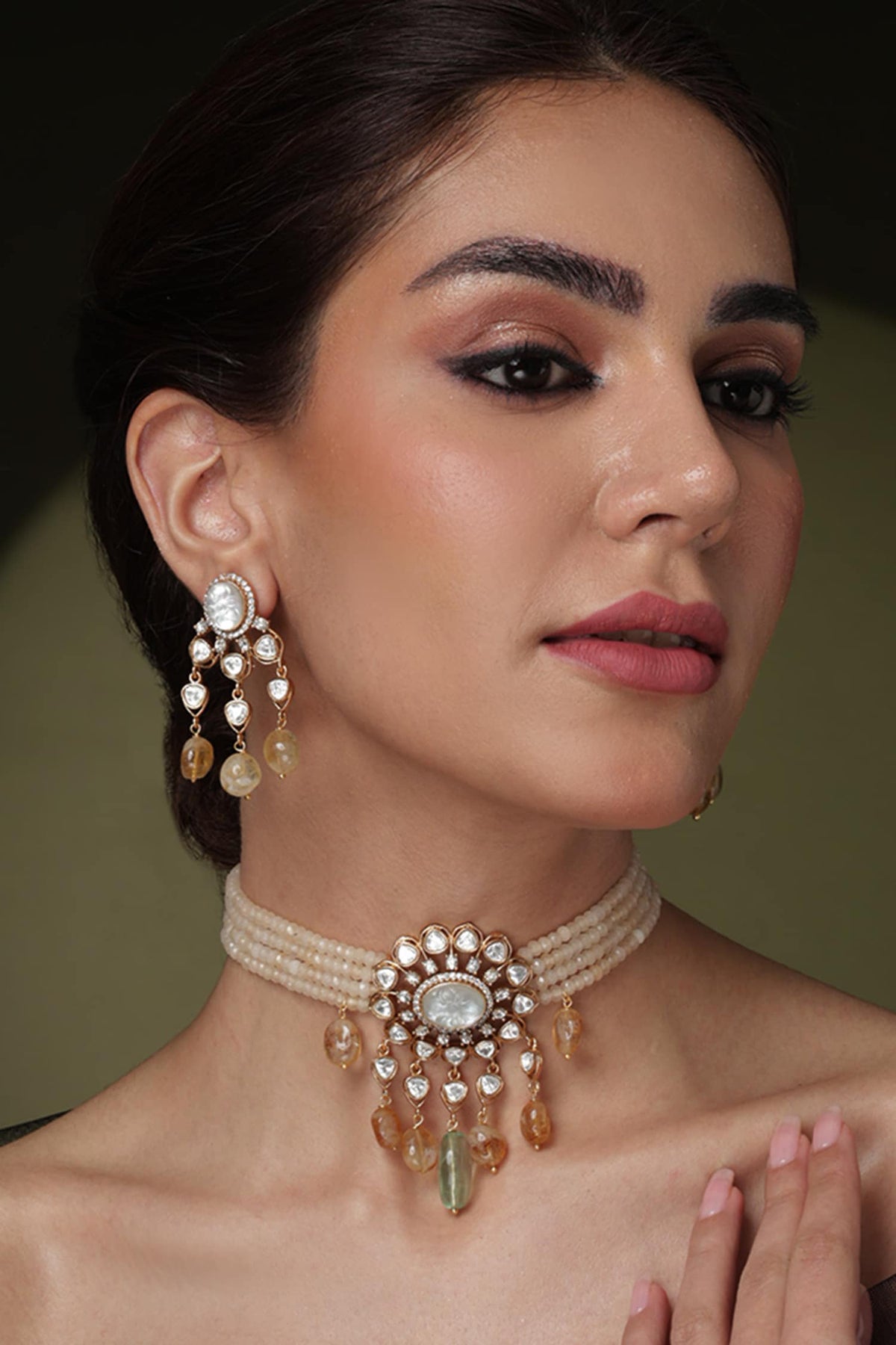 Multi-Strand Pearl & Citrine Necklace Set 