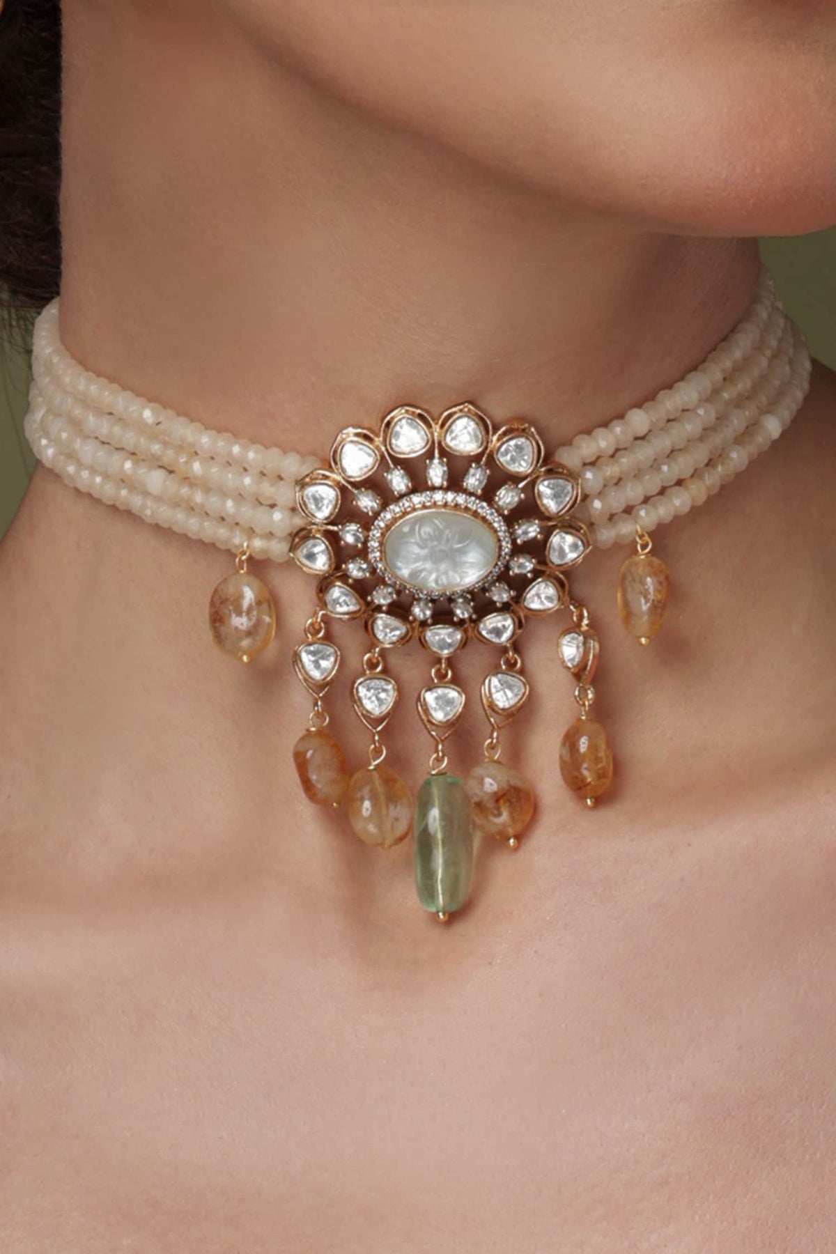 Multi-Strand Pearl & Citrine Necklace Set 
