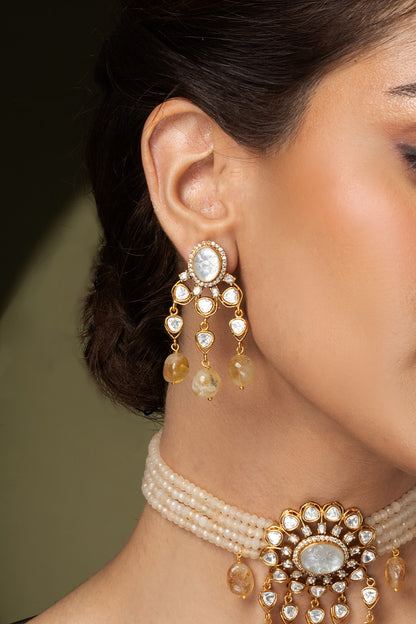 Multi-Strand Pearl & Citrine Necklace Set 