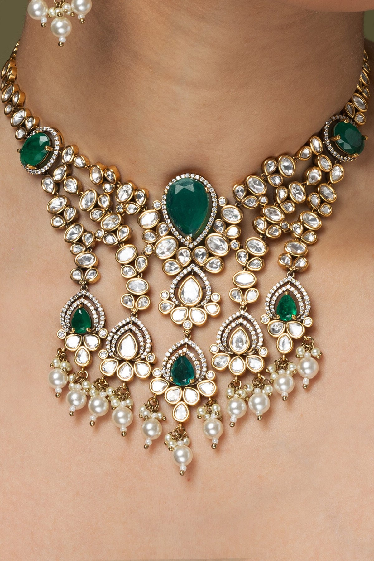 Antique Golden Plated Necklace Set 
