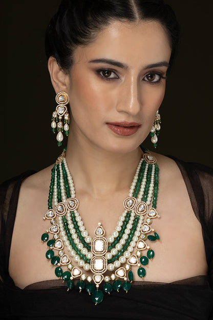 Layered Stone Embellished Necklace Set 