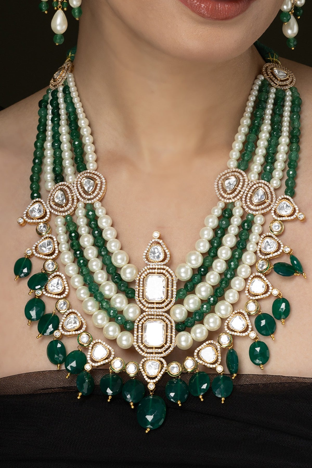 Layered Stone Embellished Necklace Set 
