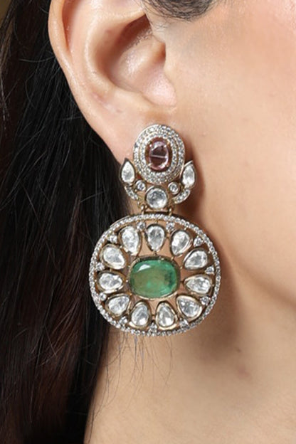 Emerald Embellished Pendant Necklace Set 