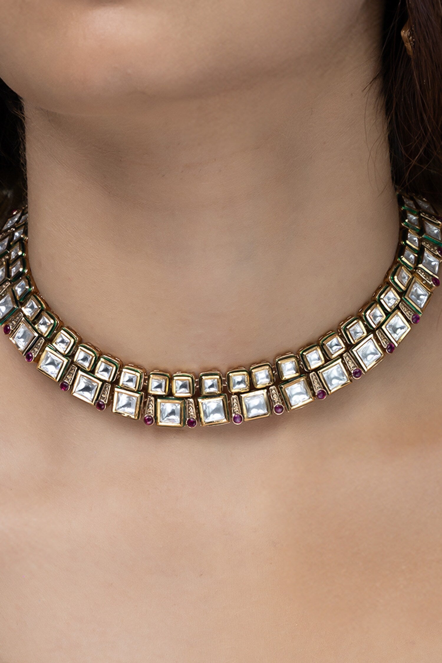 Emerald Rectangle Necklace Set 