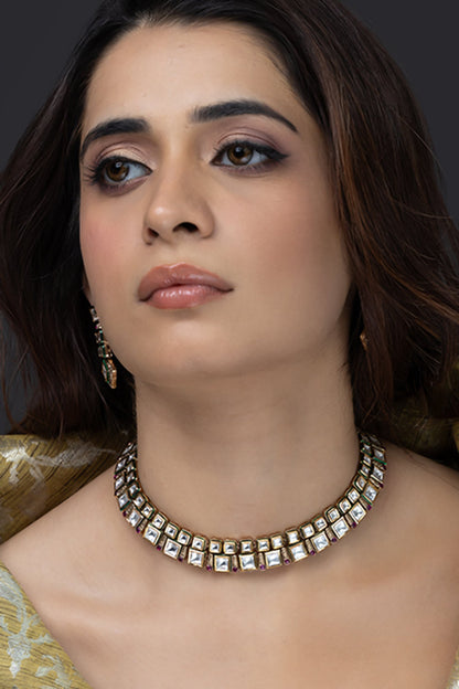 Emerald Rectangle Necklace Set 