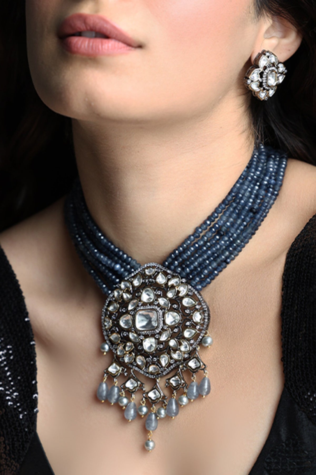 Noorani Embellished Pendant Necklace Set 