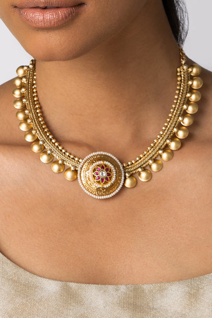 Structured Bead Embellished Necklace Set 