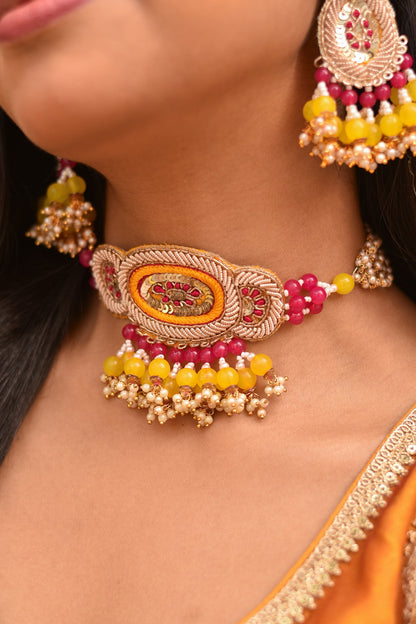 Ruhee Embellished Choker & Earrings Set 