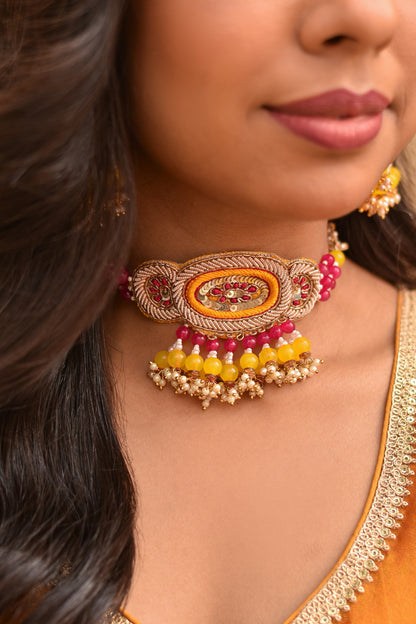Ruhee Embellished Choker & Earrings Set 