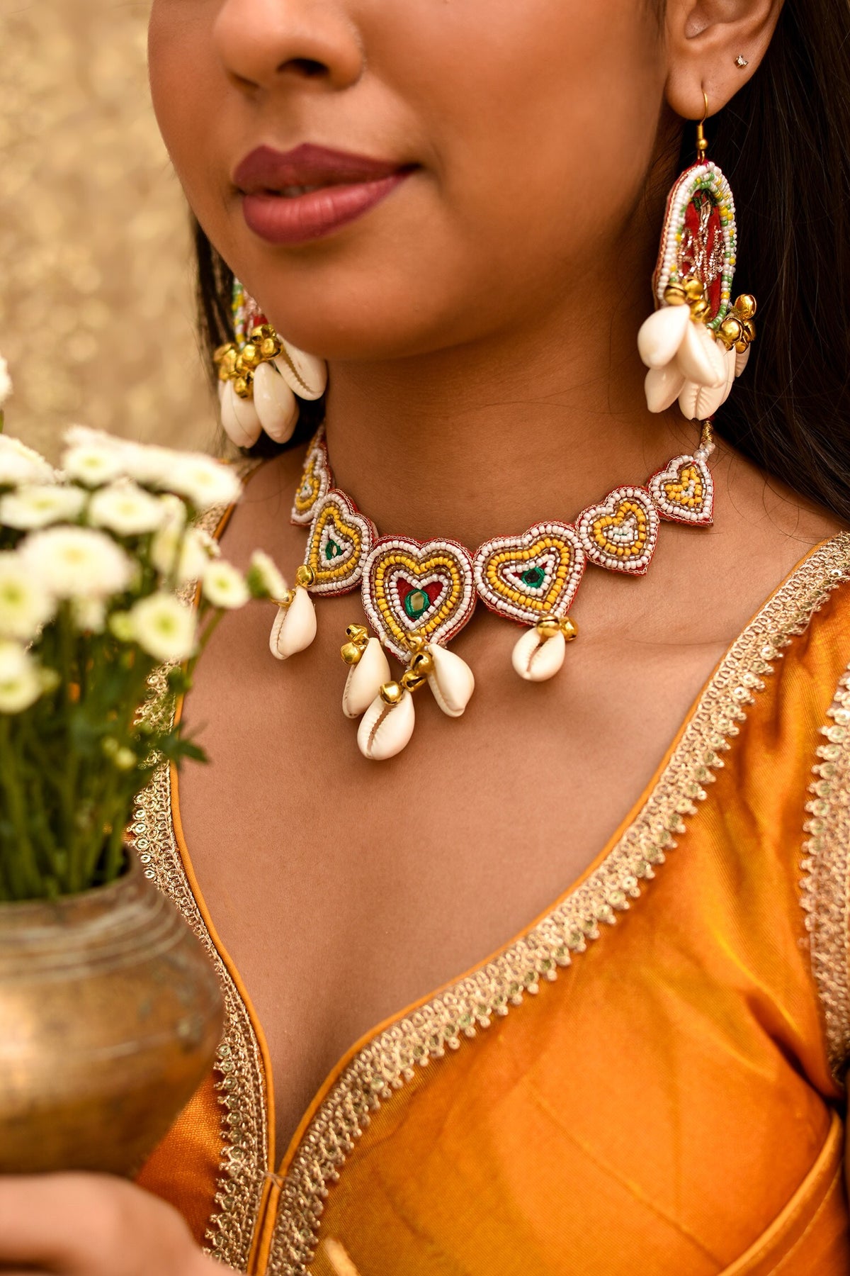 Heart Bride Bead Work Jewellery Set 