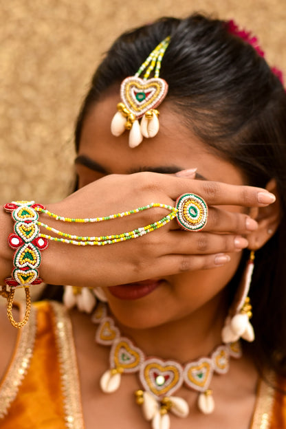 Heart Bride Bead Work Jewellery Set 