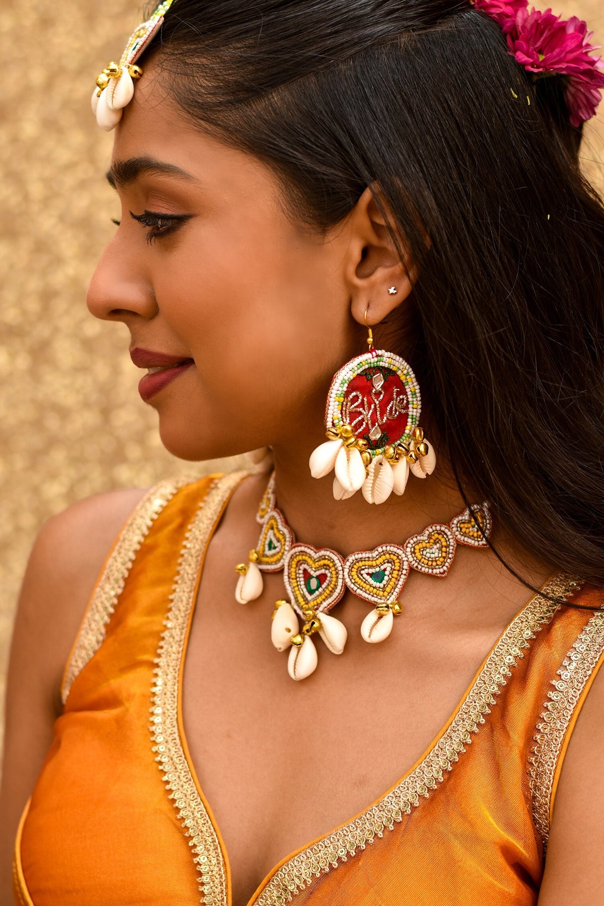 Heart Bride Bead Work Jewellery Set 
