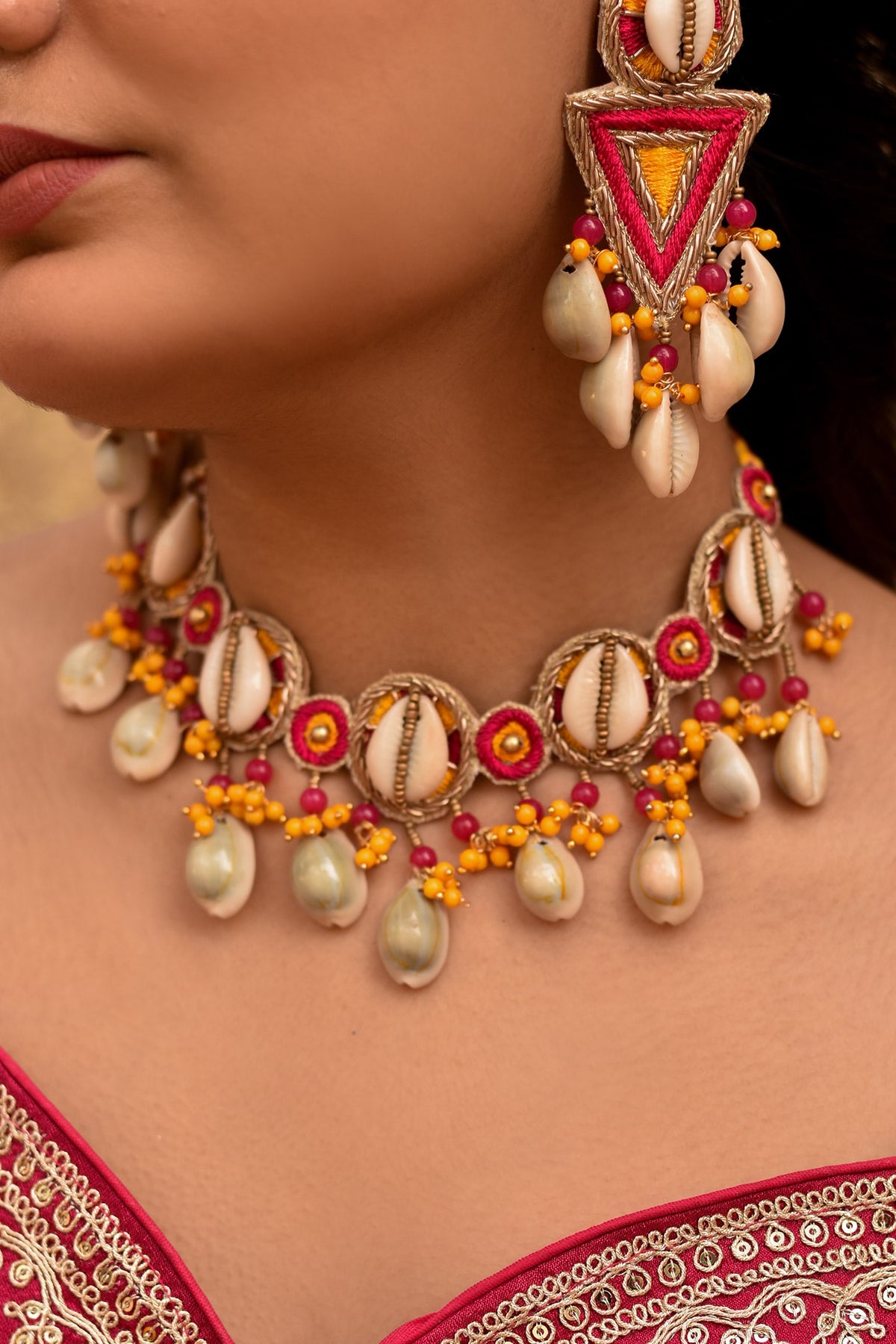 Navya Cowrie Shell Embellished Jewellery Set 
