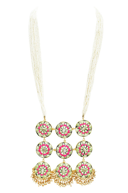 Silk Hand Embroidered Long Pendant Necklace 