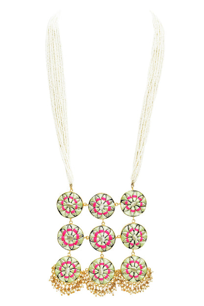 Silk Hand Embroidered Long Pendant Necklace 