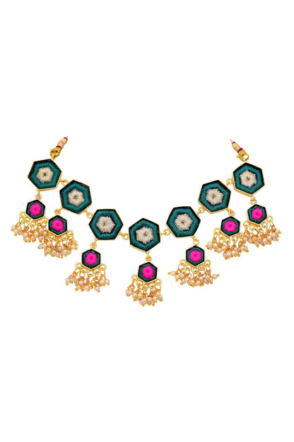 Silk Hand Embroidered Layered Choker 