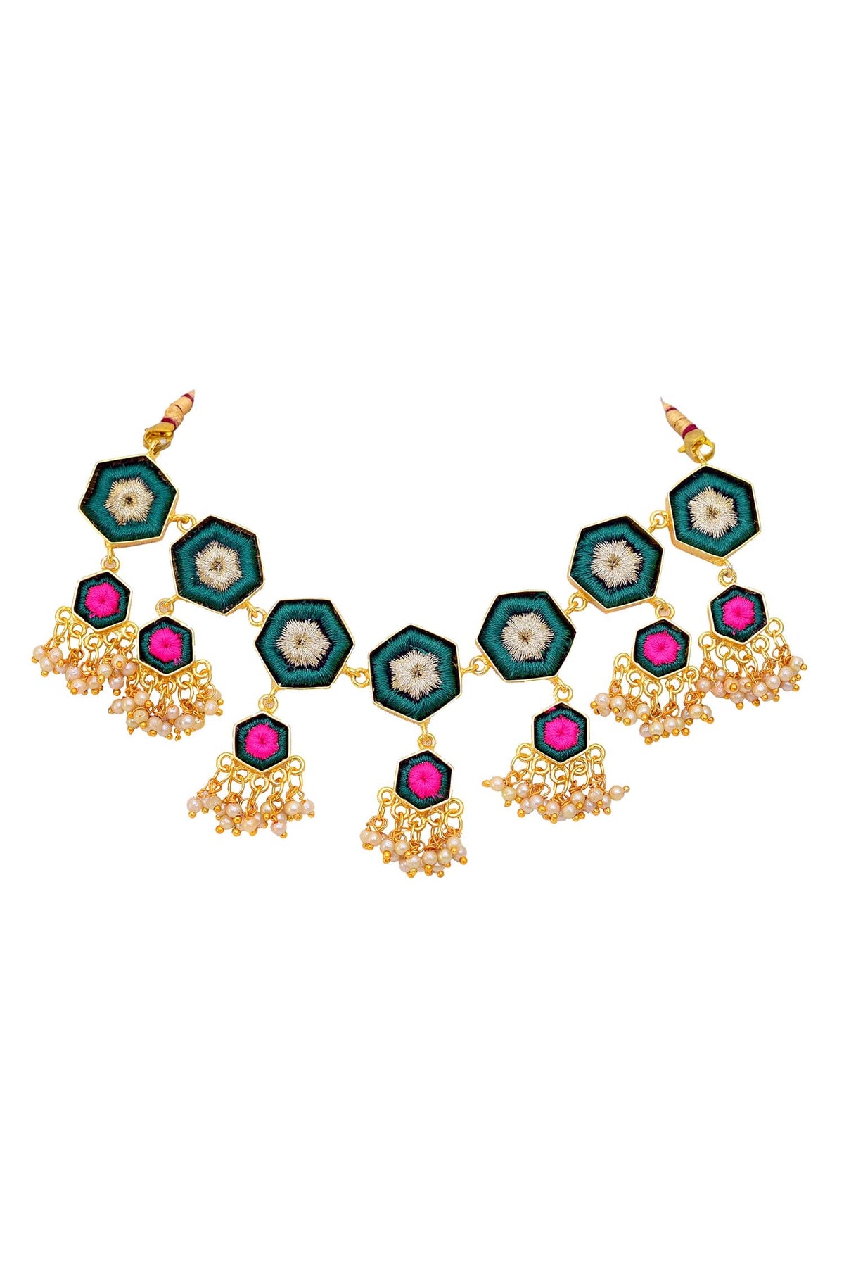 Silk Hand Embroidered Layered Choker 