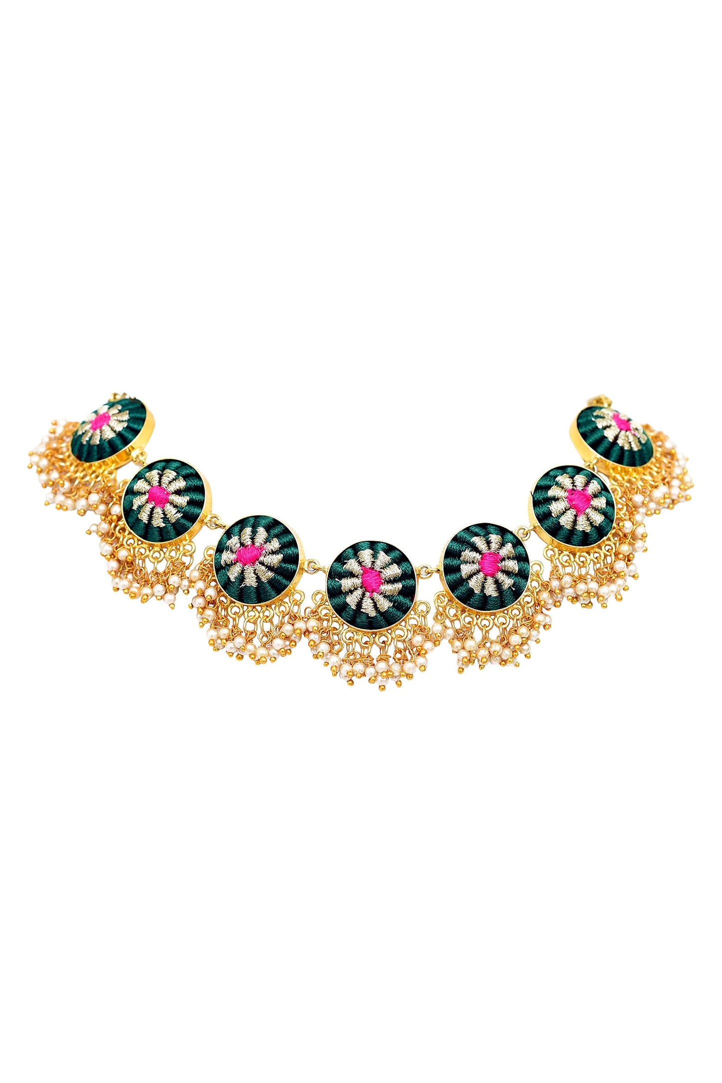 Silk Hand Embroidered Circular Choker 