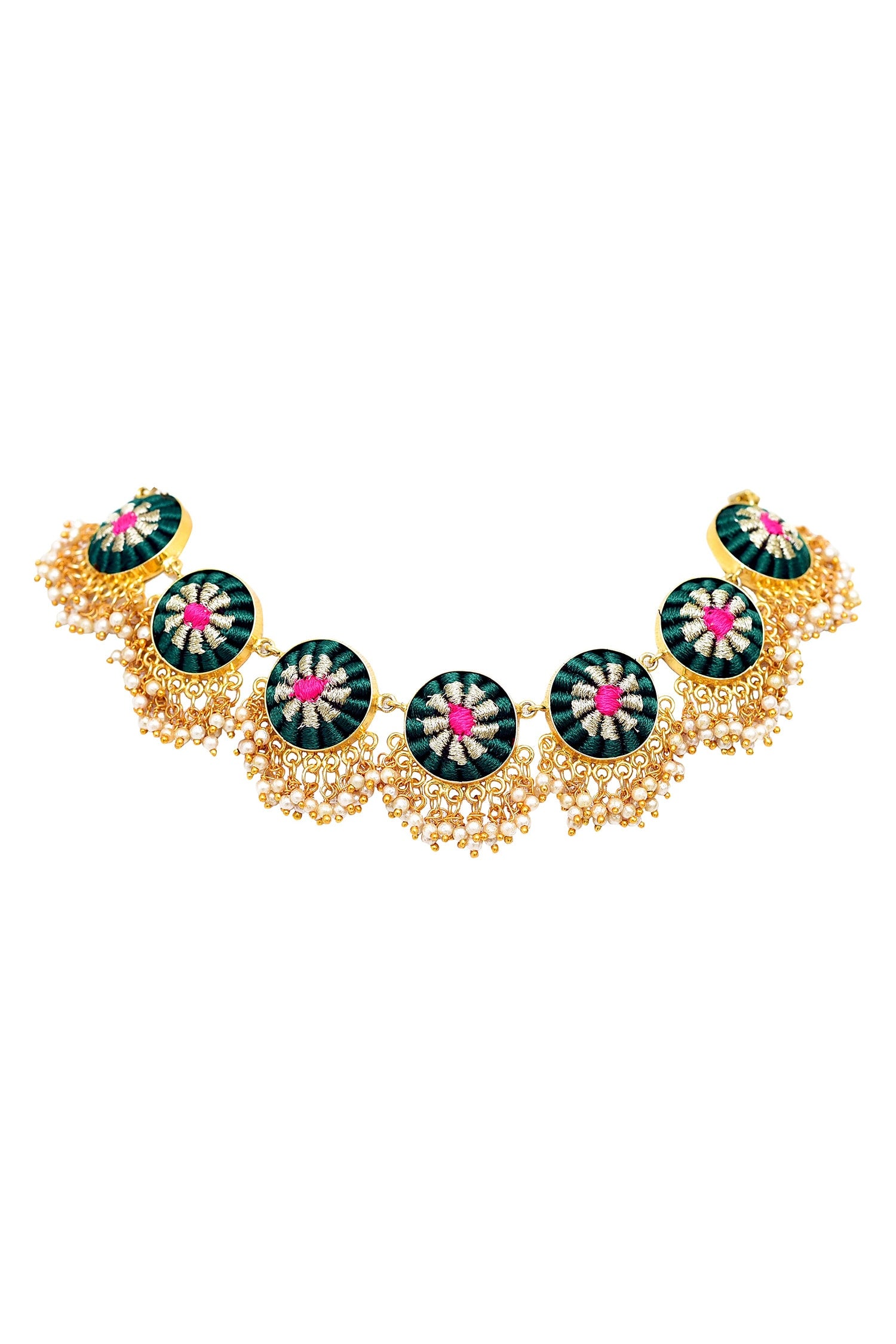Silk Hand Embroidered Circular Choker 