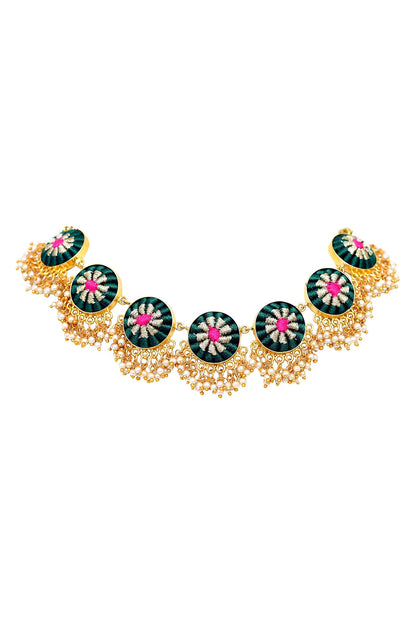 Silk Hand Embroidered Circular Choker 