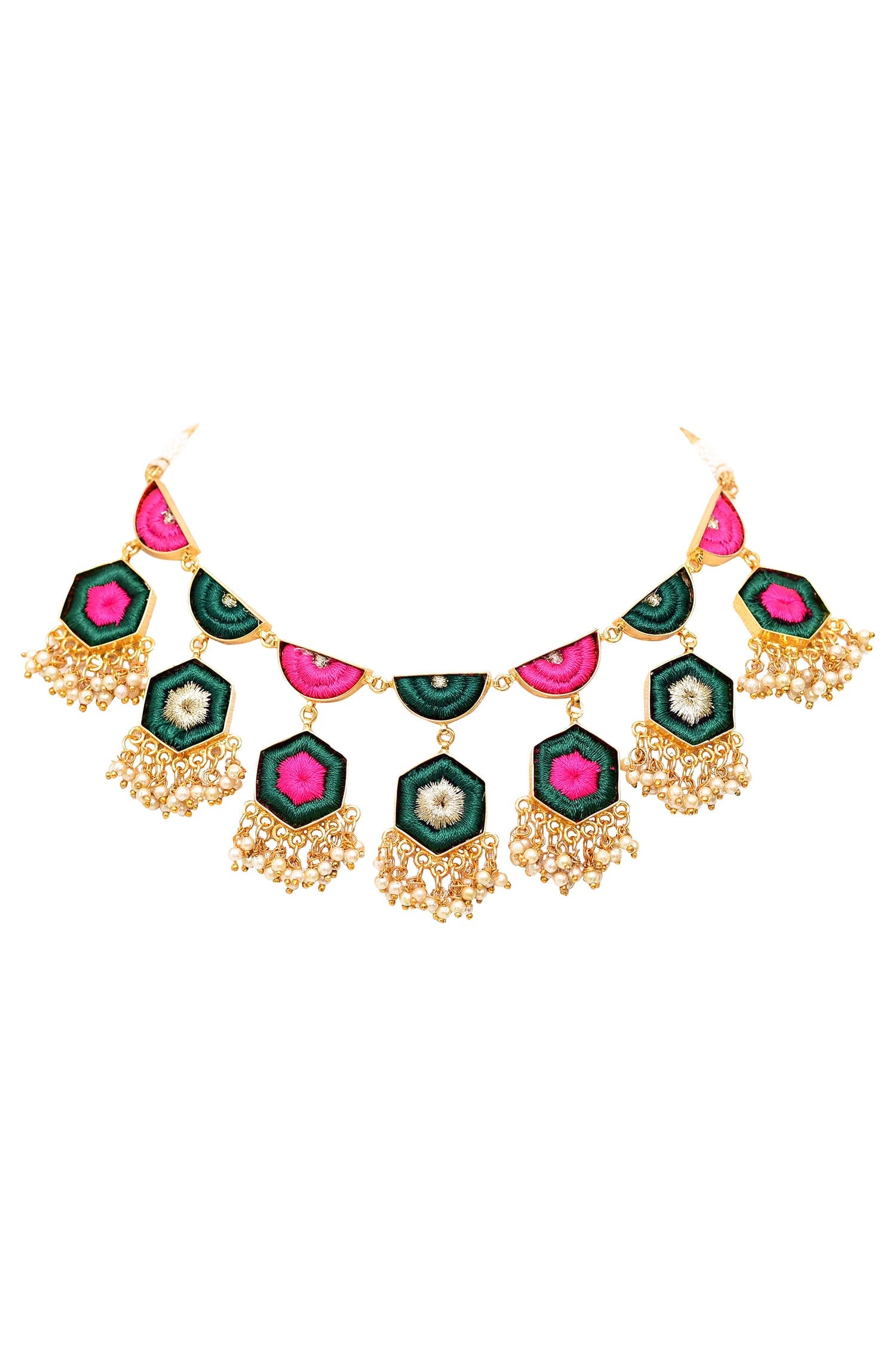 Silk Hand Embroidered Layered Choker 