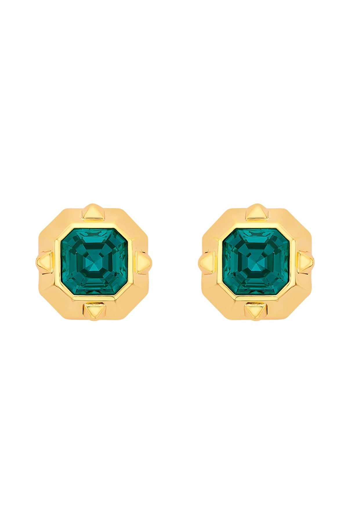 Emerald Metal Stud Earrings 
