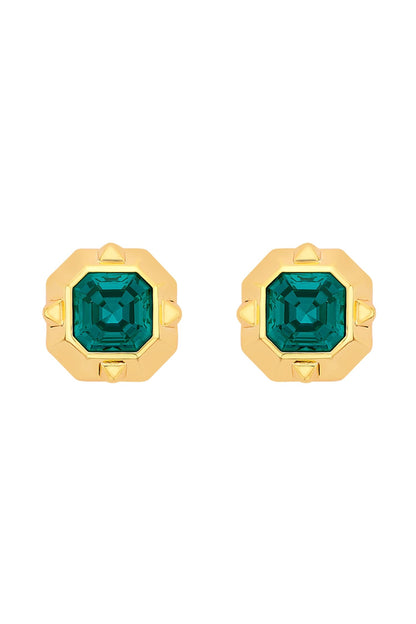 Emerald Metal Stud Earrings 
