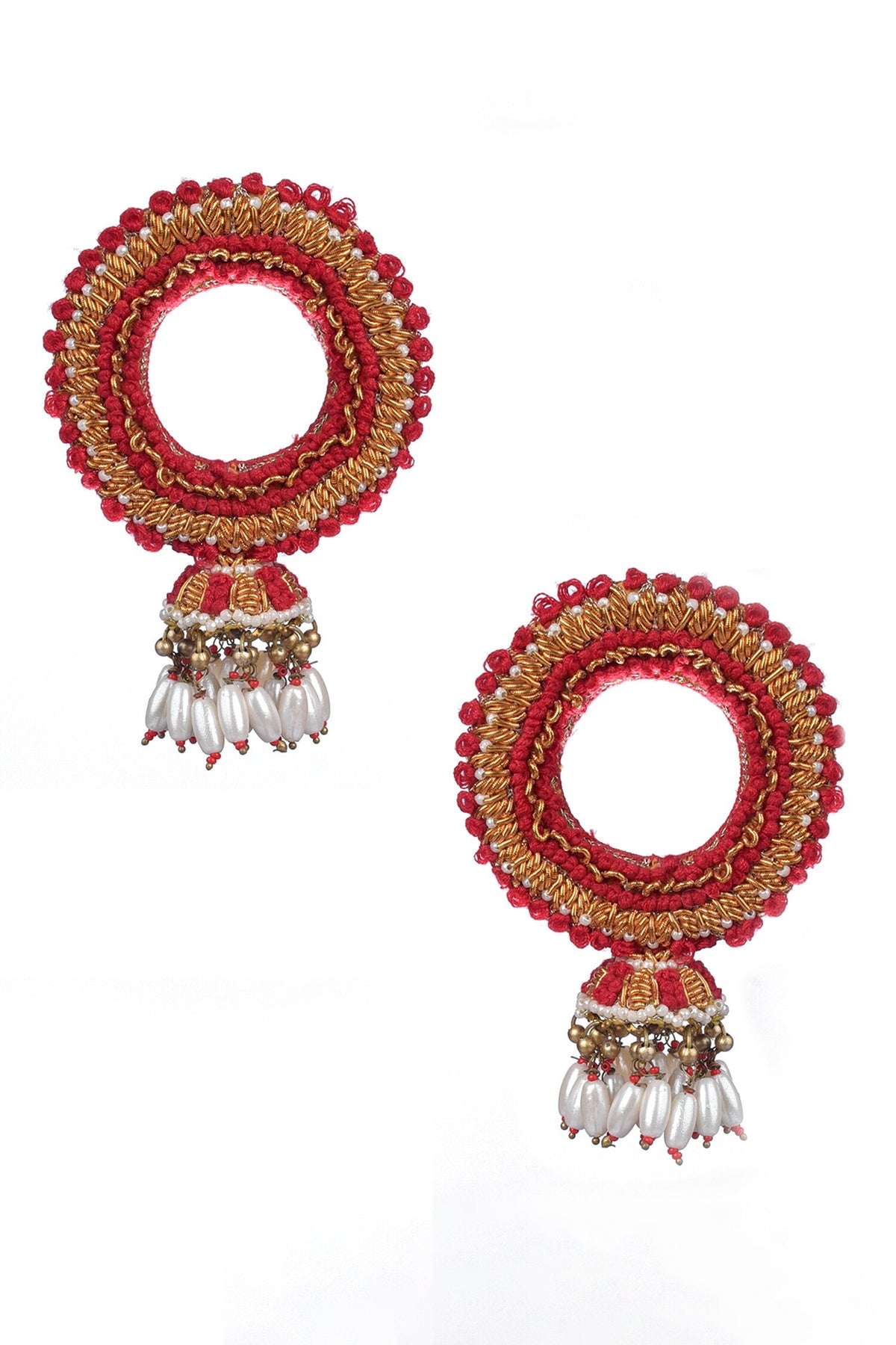 Thread Embroidered Jhumkas 