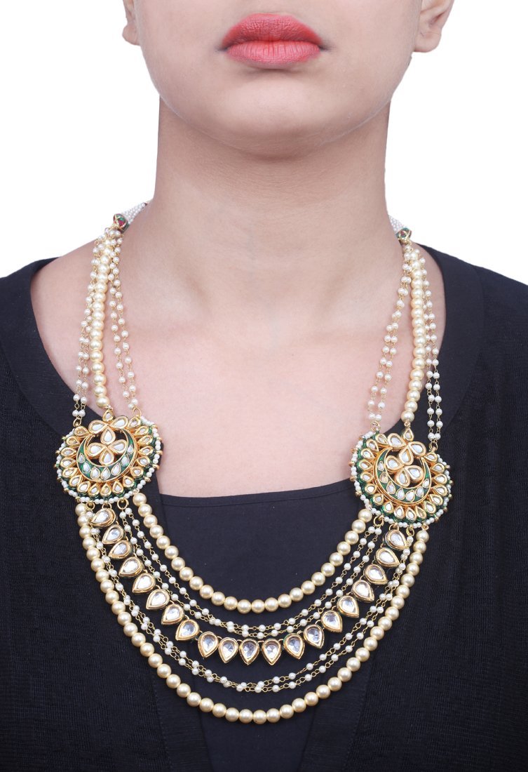 Kundan and pearl motif layered necklace 