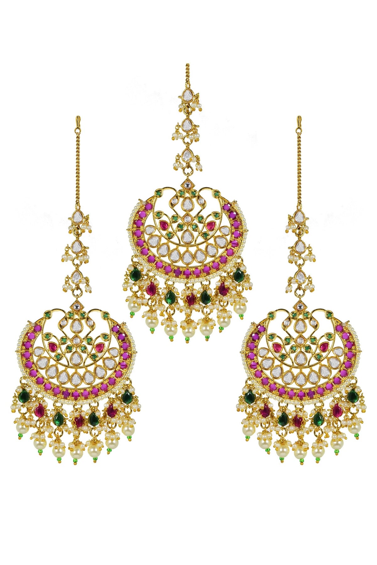 Kundan Embellished Chandbalis Set 