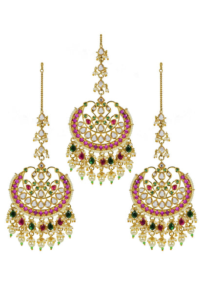 Kundan Embellished Chandbalis Set 