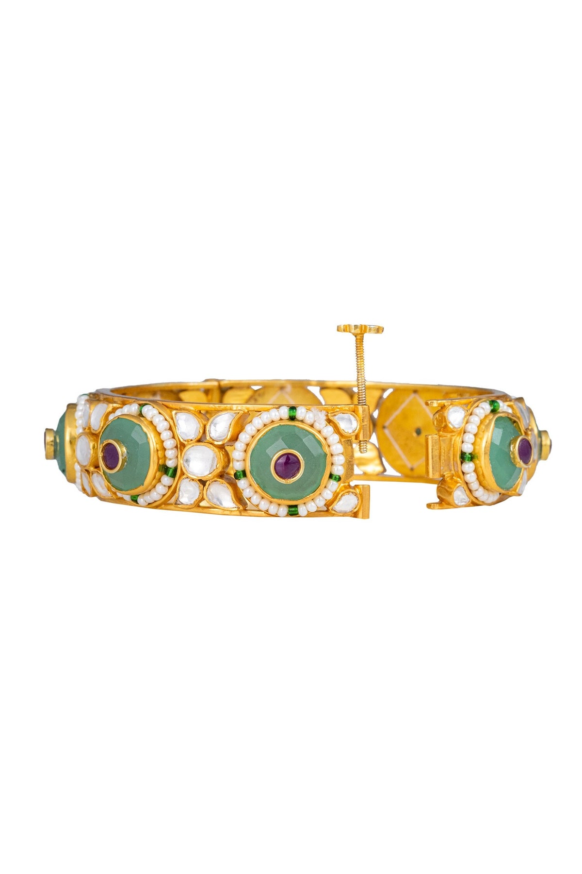 Semi Precious Polki Embellished Bangle 