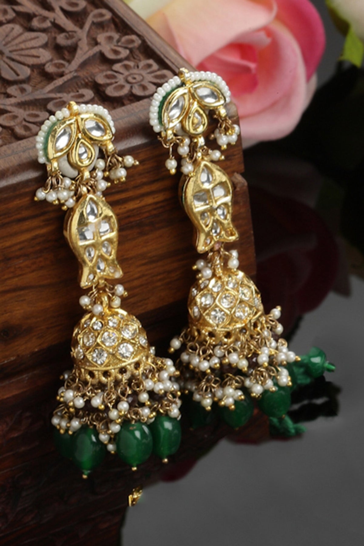Kundan Embellished Long Jhumkis 