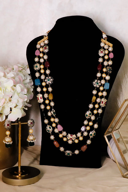 Multi Beaded Long Necklace Set 